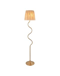 Endon Lighting - Wriggle - 114224 - Aged Brass Natural Raffia Floor Lamp