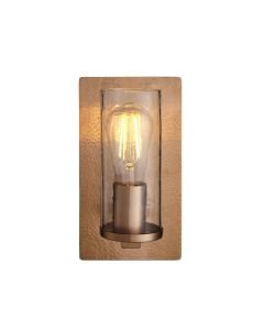 Reyna - Hammered Copper Clear Textured Glass Wall Light