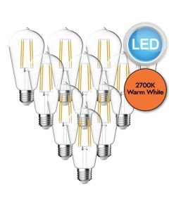 10 x 6.8W LED E27 ST64 Filament Light Bulbs - Warm White