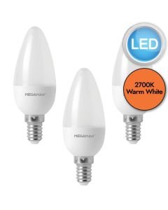 3 x 2.9W LED E14 Candle Light Bulbs - Warm White