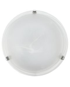 Eglo Lighting - Salome - 7184 - Chrome White Glass 2 Light Flush Ceiling Light