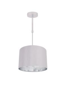 Grey Faux Silk 30cm Drum Light Ceiling Adjustable Flush Shade with Chrome Inner