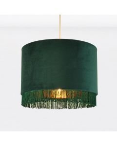 Spruce Green Velvet With Gold Inner Tassled Light Shade