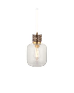 Endon Lighting - Travi - 120659 - Vintage Brass Brown Marble Clear Glass Ceiling Pendant Light