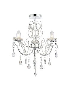 Endon Lighting - Tabitha - 61251 - Chrome Clear Crystal Glass 3 Light IP44 Bathroom Ceiling Light