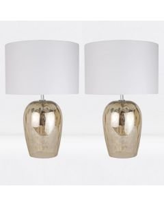 Set of 2 Dual Lit Bead Glass Lamps with Ivory Shade