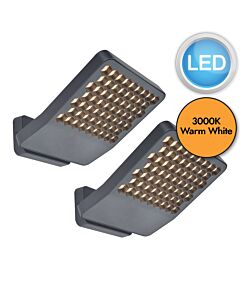 Set of 2 Atlantis - Dark Grey Clear IP54 30382 Outdoor Floodlights