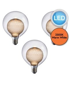 Endon Lighting - Set of 3 Aylo Grey - 98081 - LED E27 ES Light Bulbs - 125mm dia