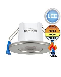 Saxby Lighting - ShieldLITE - 108763 & 95202 - LED Satin Nickel Bezel IP65 Bathroom Recessed Ceiling Downlight