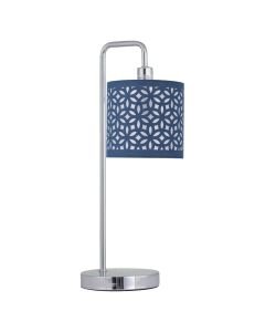 Chrome Arched Table Lamp with Navy Blue Laser Cut Shade