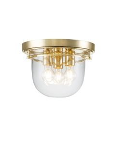 Quoizel Lighting - Whistling - QZ-WHISTLING-F-PB - Brass Clear Glass 3 Light IP44 Bathroom Ceiling Flush Light