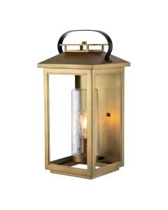 Quintiesse - Atwater - QN-ATWATER-L-PDB - Distressed Brass Clear Seeded Glass IP44 Outdoor Half Lantern Wall Light