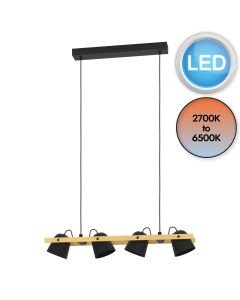 Eglo Lighting - Hornwood-Z - 900883 - LED Black Wood 4 Light Bar Ceiling Pendant Light
