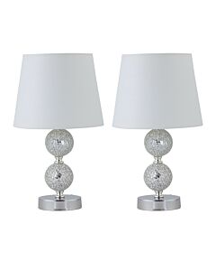 Set of 2 Mosaic Touch Lamps with White Shades