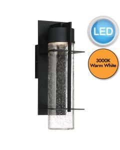 Quintiesse - Eames - QN-EAMES-LED-M-EK - LED Black Clear Seeded Glass IP44 Outdoor Wall Light