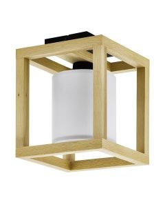 Eglo Lighting - Granados - 390097 - Black Wood White Flush Ceiling Light