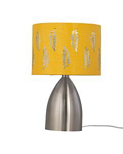 Set of 2 Valentina - Brushed Chrome Touch Lamp with Ochre Fern Shade