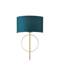 Browne - Antique Gold Leaf Wall Light - Teal Cotton Shade