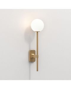 Astro Lighting - Tacoma Single Grande 1429009 & 5036004 - IP44 Antique Brass Wall Light with White Ribbed Glass Shade