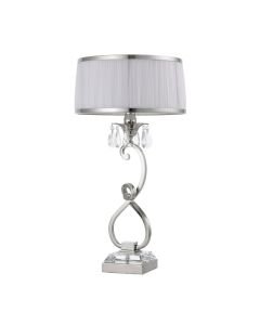 Interiors 1900 - Oksana - 63518 - Nickel Clear Crystal Glass White Pleated Table Lamp With Shade