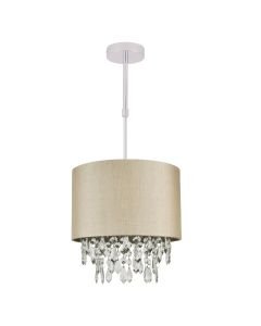 Pale Gold 250mm Ceiling Adjustable Flush Shade with Matching Inner and Clear Droplets