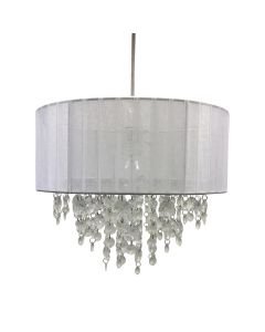 White Ribbon Jewelled 30cm Easy Fit Light Shade