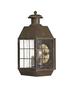 Quintiesse - Nantucket - QN-NANTUCKET-L-AS - Aged Brass Clear Seeded Glass 2 Light IP44 Outdoor Half Lantern Wall Light