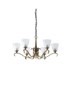 Interiors 1900 - Columbia - 63437 - Antique Brass Clear Frosted Glass 6 Light Ceiling Pendant Light