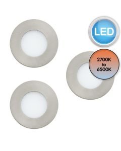 Eglo Lighting - Set of 3 Fueva-Z - 900111 - LED Satin Nickel White IP44 Bathroom Recessed Ceiling Downlights