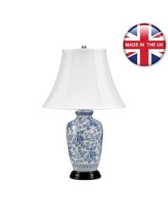 Elstead Lighting - Blue Ginger Jar - BLUE-G-JAR-TL - Wood Blue And White Table Lamp With Shade