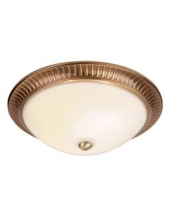 Endon Lighting - Brahm - 91123 - Antique Brass Frosted Glass 2 Light Flush Ceiling Light
