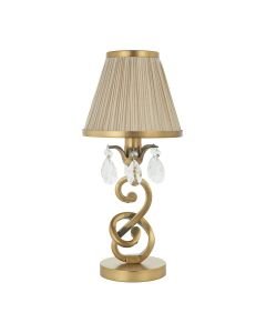 Interiors 1900 - Oksana - 63531 - Antique Brass Clear Crystal Glass Pleated Table Lamp With Shade