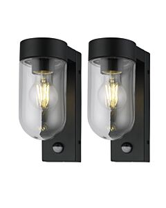 Set of 2 Parnie - Black Motion Sensor Outdoor Wall Lights
