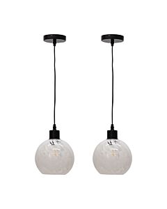 Set of 2 Confetti - Glass Globe with Black Pendant Fittings