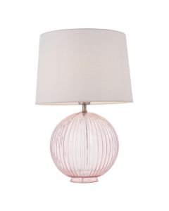 Endon Lighting - Jemma - 92899 - Dusky Pink Glass Vintage White Table Lamp With Shade