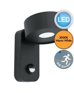 Eglo Lighting - Palosco - 98738 - LED Black Clear IP44 Outdoor Sensor Wall Light