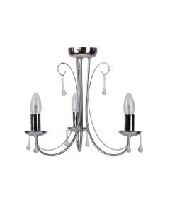 Polished Chrome with Glass Droppers 3 x 40W Ceiling Pendant