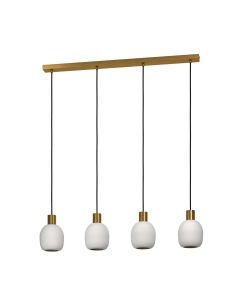 Eglo Lighting - Manzanares - 900306 - Brushed Brass Gold White Glass 4 Light Bar Ceiling Pendant Light