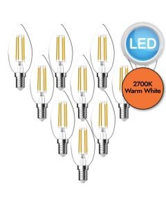 10 x 4.2W LED E14 Candle Filament Dimmable Light Bulbs - Warm White