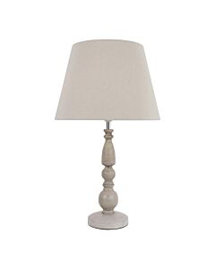 Grey Wash Wood Effect 59cm Table Lamp with And Grey Cotton Shade