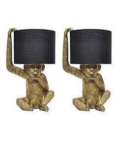Set of 2 Norman - Black and Gold Monkey Table Lamp