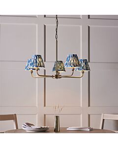 Endon Lighting - Lille - 118054 - Antique Brass Blue 5 Light Ceiling Pendant Light