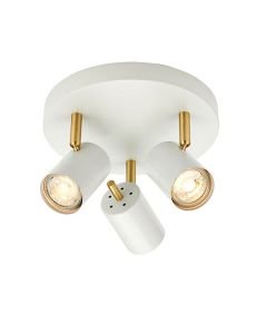 Endon Lighting - Gull - 59932 - White Satin Brass 3 Light Ceiling Spotlight