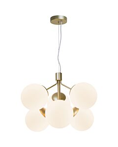 Nordlux - Ivona - 2112163035 - Brass Opal Glass 6 Light Ceiling Pendant Light