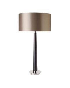 Endon Lighting - Corvina - CORVINA - Nickel Dark Wood Mink Table Lamp With Shade