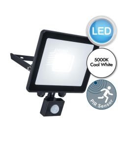 Lutec - Tec30 PIR Louvre - 7800906012 - LED Black Clear Glass IP65 Outdoor Sensor Floodlight