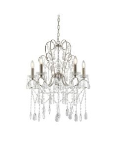 Lucca - Silver & Clear Glass 5 Light Chandelier Ceiling Pendant Light
