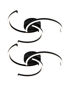 Set of 2 Curve - Black LED Flush Ceiling Lights