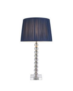 Endon Lighting - Adelie - 98377 - Nickel Clear Crystal Glass Midnight Blue Table Lamp With Shade