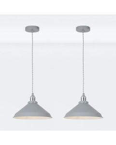 Set of 2 Maxwell - Flint Grey Chrome Ceiling Pendant Lights
